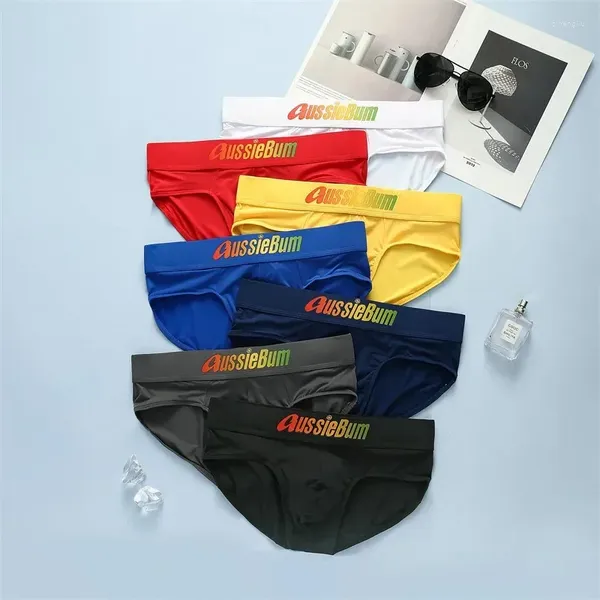 Herren-Shorts, Slips, Milchseide, niedrige Taille, elastischer Farbgürtel, bequeme U-konvexe Tasche
