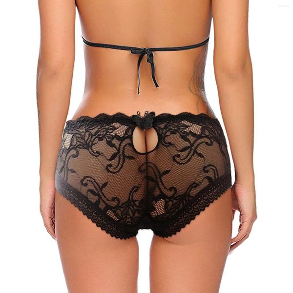 Damenhöschen, Damen-Spitzenunterwäsche, sexy atmungsaktiv, Hipster, nahtlos, Bikini-Slip, transparent, offener Rücken, Dessous, weiblicher Tanga