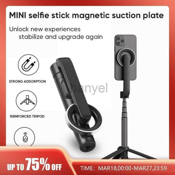 Selfie Monopods Vara de selfie magnética de 29 polegadas Suporte de tripé extensível para celular com controle remoto para Vlogging Tripé de telefone portátil para iPhone 14 24329