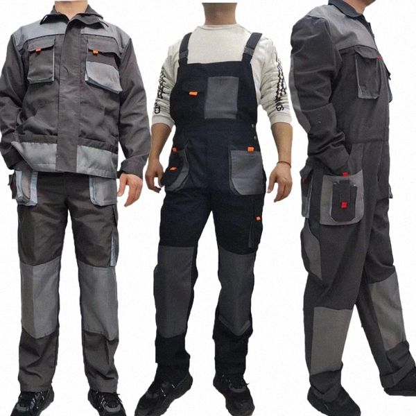 Todos os Macacões de Trabalho Seass Reflexivos Dois Te Segurança Trabalho Terno One-piece Workwear Multi Bolsos Macacão Mecânico Calças de Carga j6Lf #