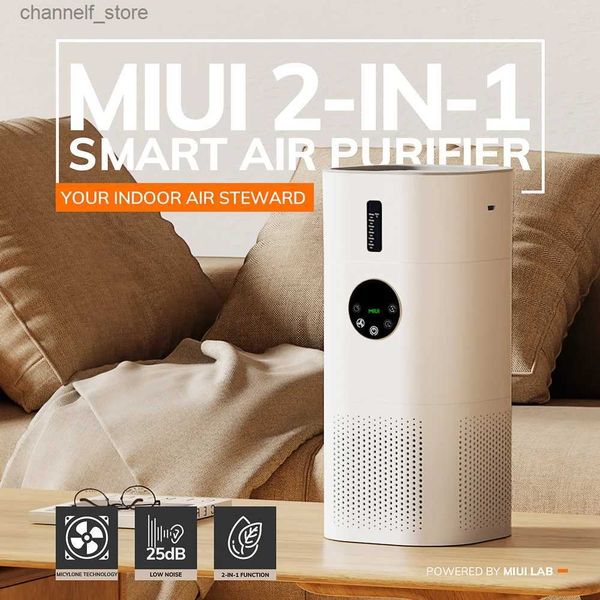 Luftreiniger MIUI 2-in-1-Luftreiniger mit Luftbefeuchterkombination für Haushaltsallergien und Tierhaarraucher im Schlafzimmer, echter H13-HochleistungsluftfilterY2403