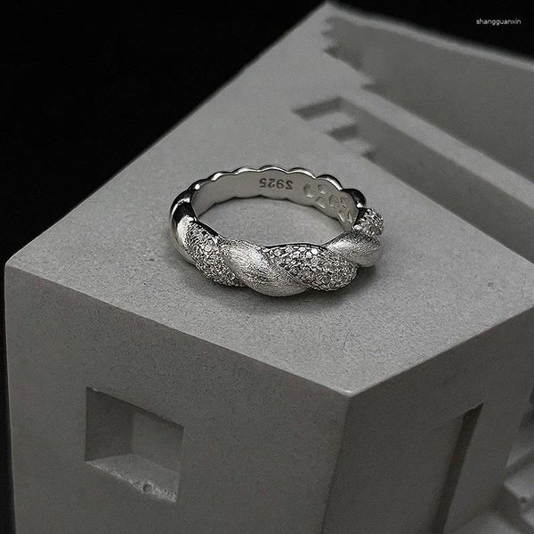 Küme Yüzükler Infinity Lab Diamond Ring Real 925 STERLING Silver Party Wedding Band Kadın Erkekler Mücevher sözü