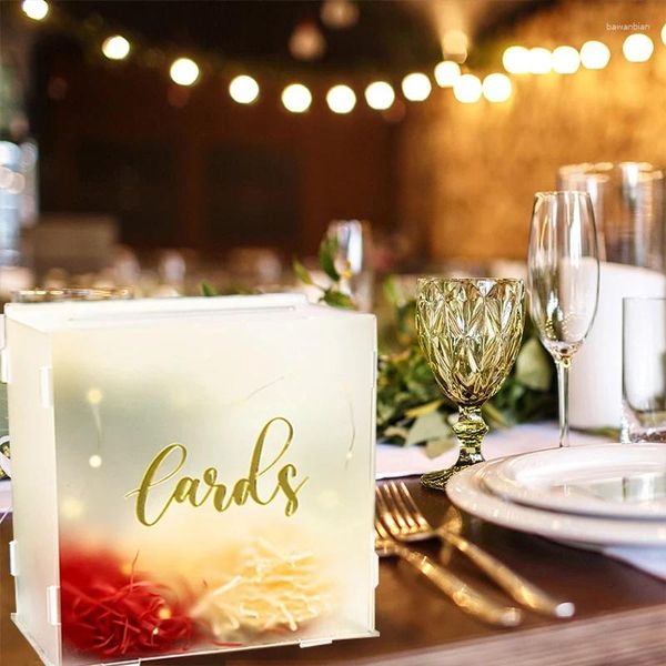 Parti Malzemeleri Wdding Dekorasyon için Düğün Kart Kutusu Dize Işık Resepsiyon Mezuniyeti ile Buzlu Akrilik Hediye