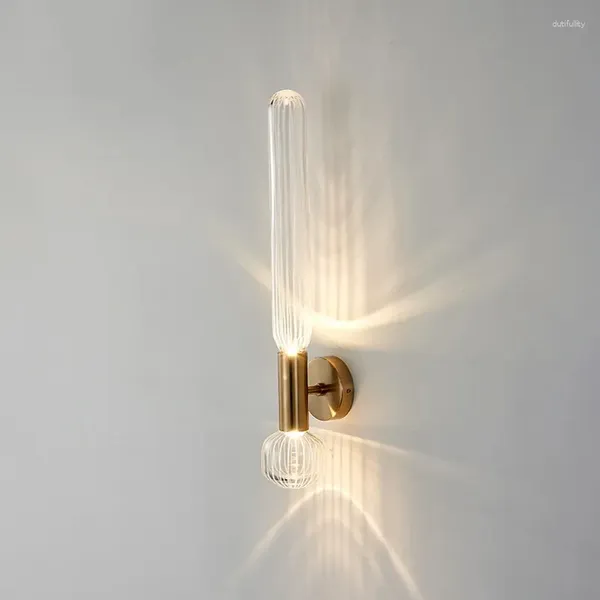Lampade da parete Lampada moderna in vetro LED su e giù luce soggiorno americano sfondo camera da letto corridoio letto