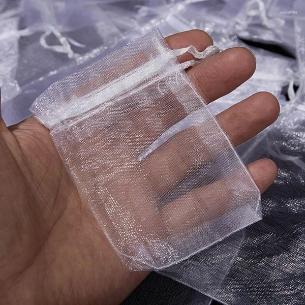 Depolama Çantaları 100 PCS Beyaz Çizilebilir Şeker Takı Paketleme Torbaları Çizme Cep Organza Poşet Hediye Partisi Tedarik