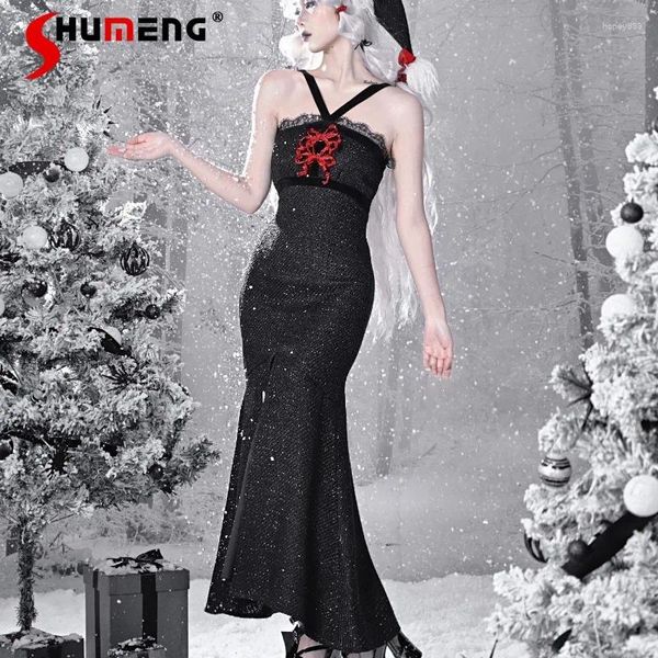Lässige Kleider Dark Christmas Year Battle Robe Samt Slim Fit Fischschwanzkleid Frühling Japanischer Stil Y2k Damenbekleidung Vestidos