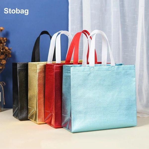 Borse portaoggetti StoBag 25 pezzi Borsa per la spesa in tessuto non tessuto all'ingrosso Borsa riutilizzabile portatile impermeabile in tessuto Logo personalizzato (costo aggiuntivo)