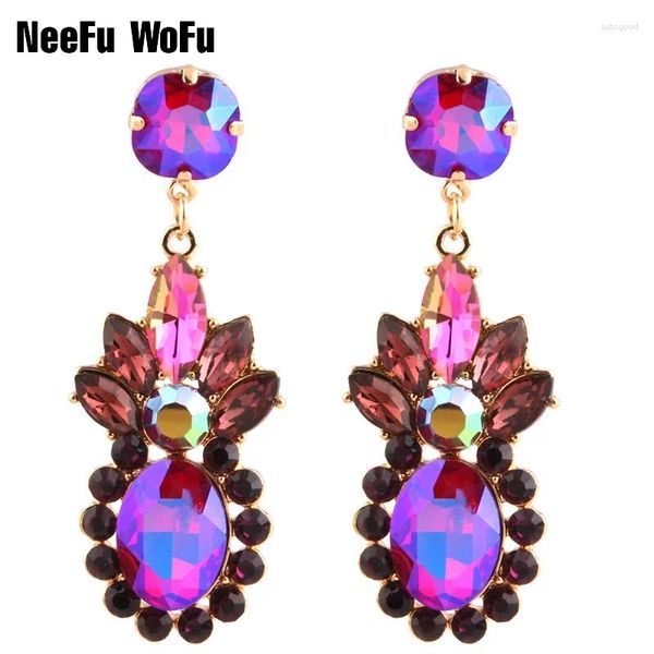 Dangle Küpeler Neefu Wofu Damla Rhinestone Crystal Büyük Küpe Ananas Çinko Alaşım Büyük Uzun Brinco Baskı Kulak Oorbellen Moda Hediyesi