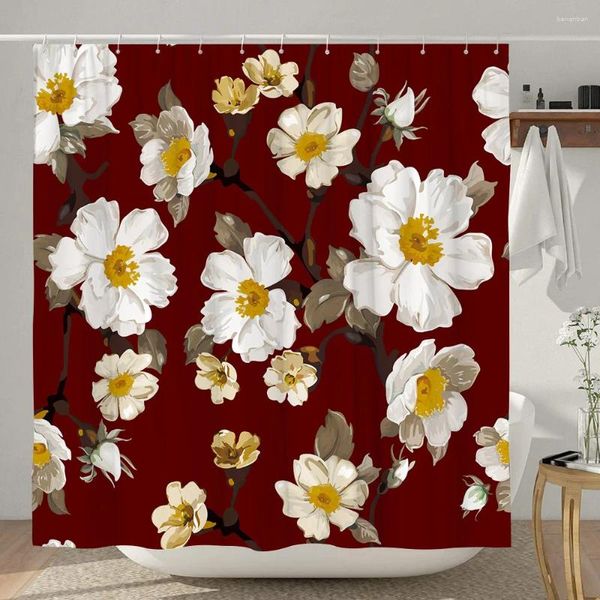 Duschvorhänge, botanischer Blumenvorhang, bunter Hintergrund, Aquarell, einfacher Stil, Zuhause, Badezimmer, Dekor, Polyester, Bad