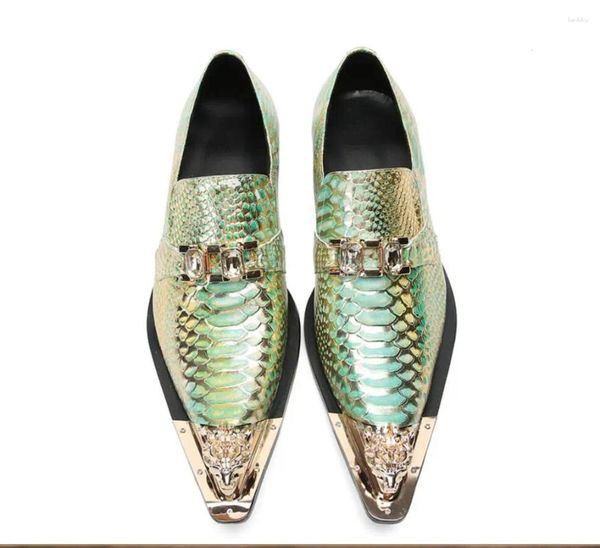 Sapatos casuais feitos à mão homens verde cavalheiro luxo e ouro top moda baile banquete vestido masculino apartamentos