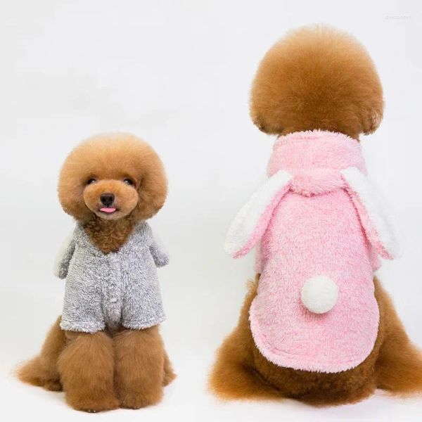 Abbigliamento per cani Abiti autunnali invernali con orecchie lunghe Cappuccio Cappotto spesso per animali domestici Abbigliamento Giacca calda Costume per cani di piccola taglia media