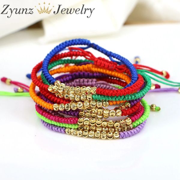 20PCS Gold Farbe Kupfer Perlen Seil Faden Schnur Geflochtenes Armband Männer Schmuck Geschenke 240315