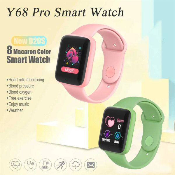 Smartwatch y68s smartwatch reale stepcount fitness mult function step watch connesso per uomini donne adatte e telefono Android