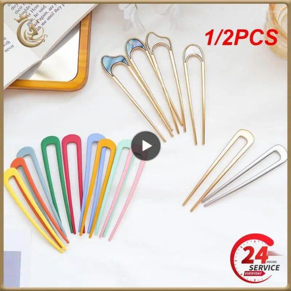 Grampos de cabelo 1/2 PCS liga redonda superior hairpin bun gaiola titular minimalista vara menina acessórios jóias