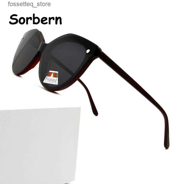 Sonnenbrille Polaroid Cat Eye Magnet Sonnenbrille Acetat Weiblich Polarisation Clip Brillengestell Uv400 Verschreibungspflichtige Optik Myopie Brille L240322