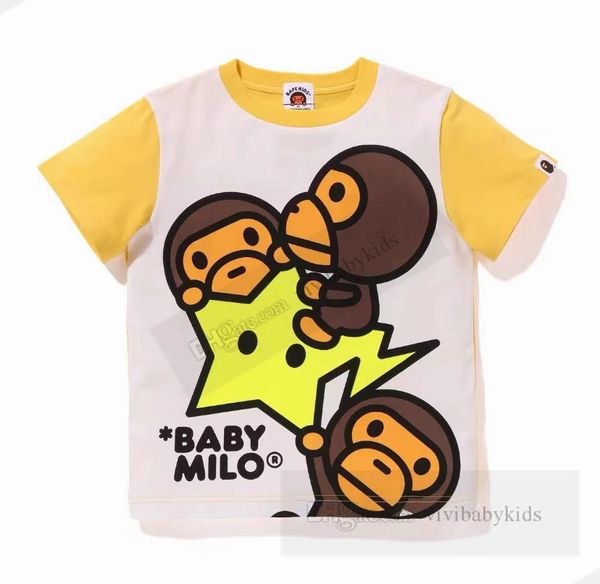 Meninos dos desenhos animados macaco impresso camiseta crianças noite brilho estrela padrão casual topos verão crianças retalhos cor manga curta t z7410