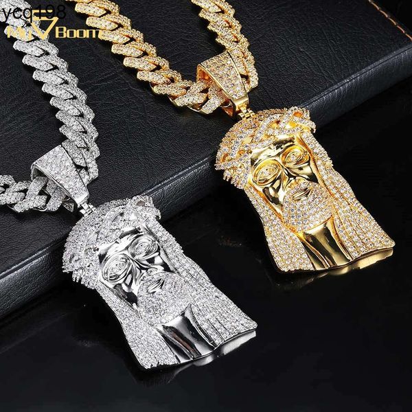 Ciondolo Gesù in ottone Ciondolo ghiacciato personalizzato Gioielli hip-hop placcati in oro Collana con ciondolo pezzo di Gesù con diamanti