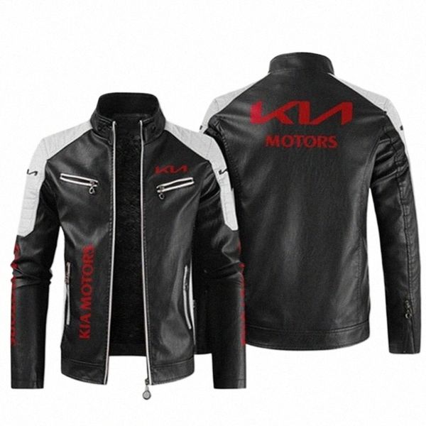 2023 Neue Winter Herren KIA Logo Jacke Fi Motorrad Reißverschlussjacke Warme Leder Herrenjacke Z9Ms #