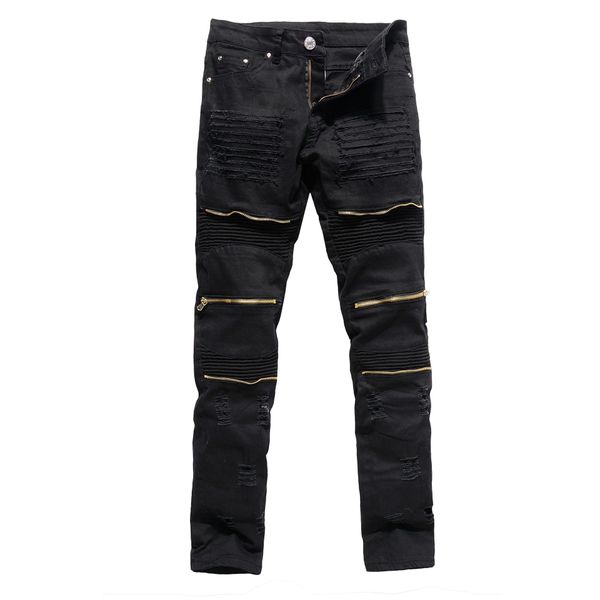 Herrenjeans Herrenmode Ripped Skinny Died Destroyed Straight Fit Reißverschluss Motor mit Löchern Motorrad Slim Pencil Drop Delivery Appar Dhopu