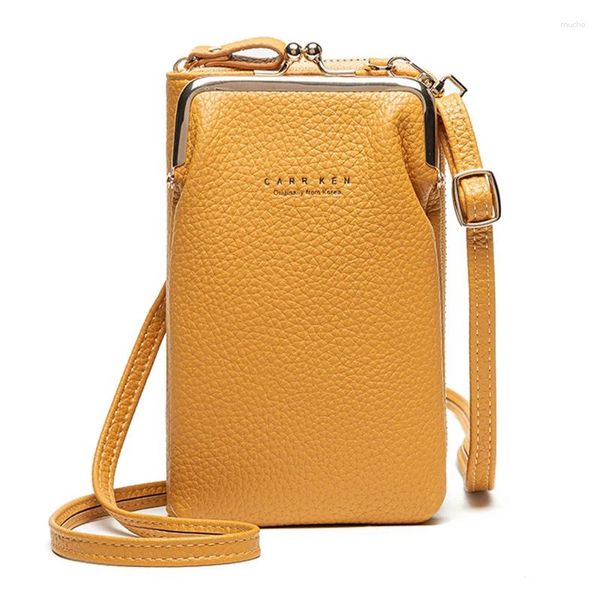 Borse a tracolla Borsa a tracolla mini in pelle PU da donna per ragazze Bolsas gialle Borsa per telefono da donna con cerniera piccola tracolla