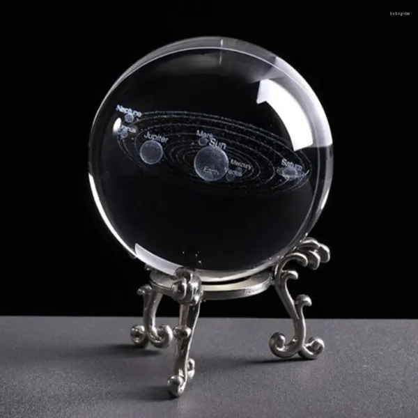 Декоративные фигурки 6 см, подарок, прозрачные модели планет, украшение, миниатюрная гравированная солнечная система, реквизит для рукоделия, дом 3D с базовым сферическим кристаллом