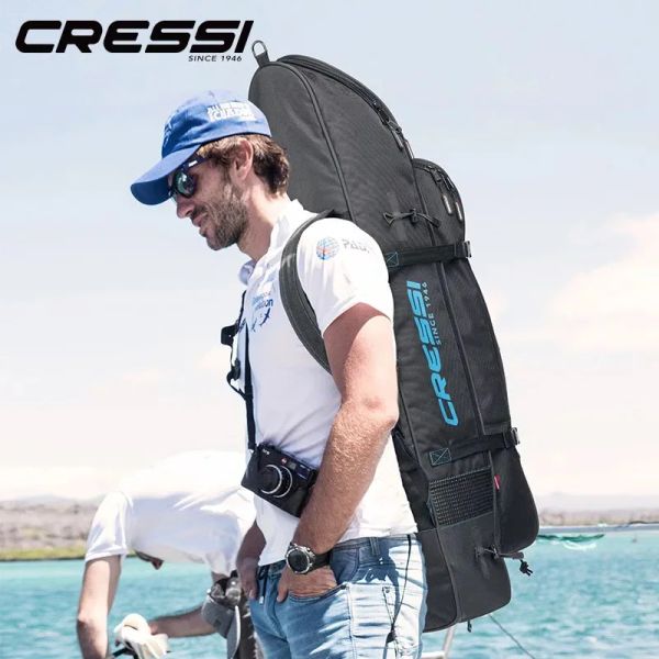 Bolsas Cressi Piovra Long Fin Sacos de Fin Luça Backpack Backpack Backpack Free Scuba Mergulho Bolsa com compartimento mais fria isolado