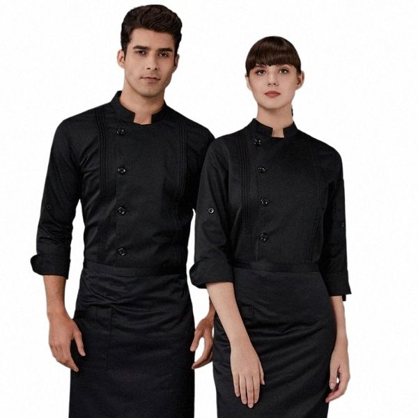 Roupas de outono e inverno Catering Restaurante Cantina Cozinha Manga Curta Cake Maker Roupas de trabalho Padaria Pastelaria Cook Chef Unif k0Ap #