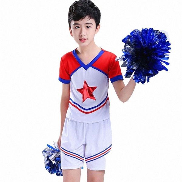 ragazzo cheerleaders Abito per i ragazzi uniformi scolastiche uniformi allegri uniformi pentagram costume da competiti set ragazze cheerleader cause m6zv#