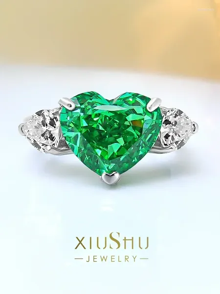 Anéis de cluster luxo design de moda amor 925 anel de prata incrustado com diamante de alto carbono versátil estilo jóias de noivado