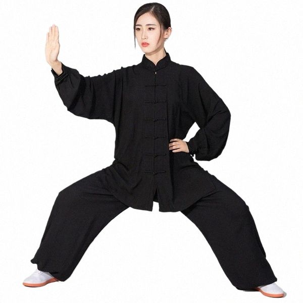 Kadın erkekleri yumuşak pamuklu tai chi takım elbise kung fu wushu dövüş sanatları üniforma kanat ceket pantolonları x24c#