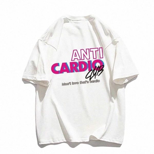 Anti Car Club T Shirt Palestra Plus Size Abbigliamento donna Vita Detti Lettera Cott Tee Donna / Uomo Abbigliamento Esercizio Fitn Abiti C719 #