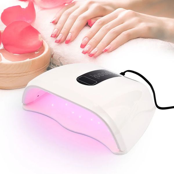 96w 48led luzes secador de unhas luz vermelha secagem rápida led lâmpada do prego reboque mão grande lâmpada gel polonês secador temporizador inteligente ferramentas da arte do prego 240315