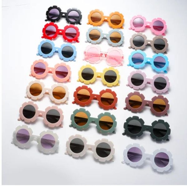 Оптовая продажа, круглые милые детские солнцезащитные очки Sun Flower UV400 для мальчиков и девочек, милые детские солнцезащитные очки для детей, Oculos De Sol 240322