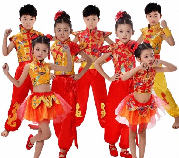 Traje de dança chinesa tradicional Crianças Natial Performing Dance Martial Arts para menina e menino Kung Fu Dance Costume Z3JL #