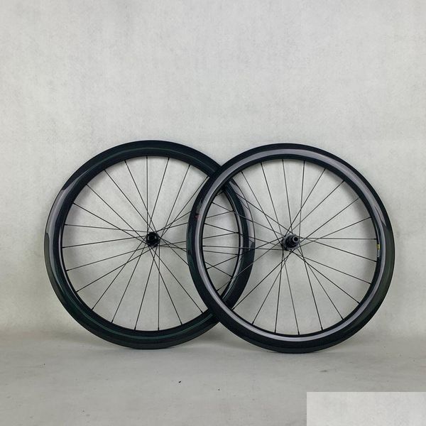 Ruote bici 12 velocità 3K disco lucido strada/ghiaia fibra di carbonio T800 25 mm di larghezza 50 mm di profondità con mozzo Dt350 Xdr cassetta corpo consegna goccia S Dhrw7