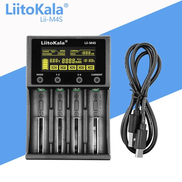 Liitokala Lii-M4S 18650 Smart Charger ЖК-дисплей для 26650 21700 32650 20700 21700 16340 AA AAA Батарея