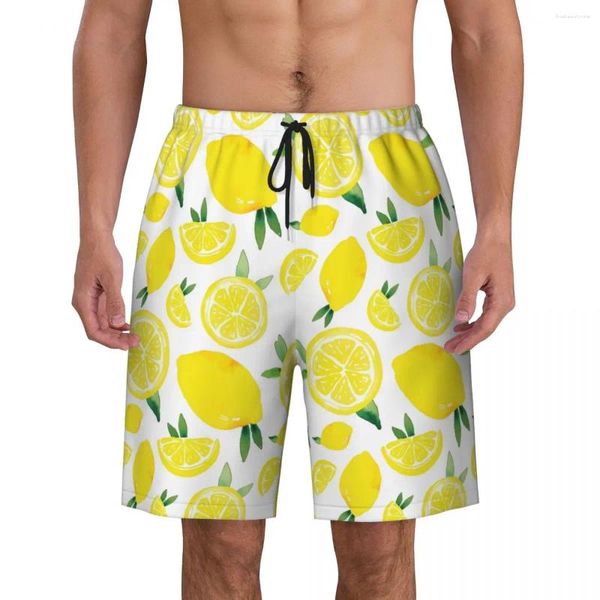 Мужские шорты с пикантным лимонным узором для спортзала, летние художественные принты, Y2K, ретро, пляжные мужские спортивные быстросохнущие плавки с графическим рисунком