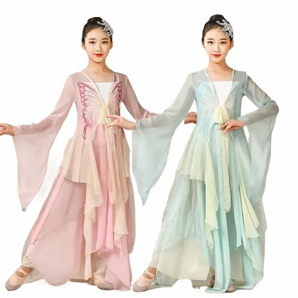 Costume da ballo classico Moderno Hanfu Outfit Fata allentata Lg Dr Ragazze Yangko Ballerino Pratica Indossare Yangko Performance Outfit C5AK #