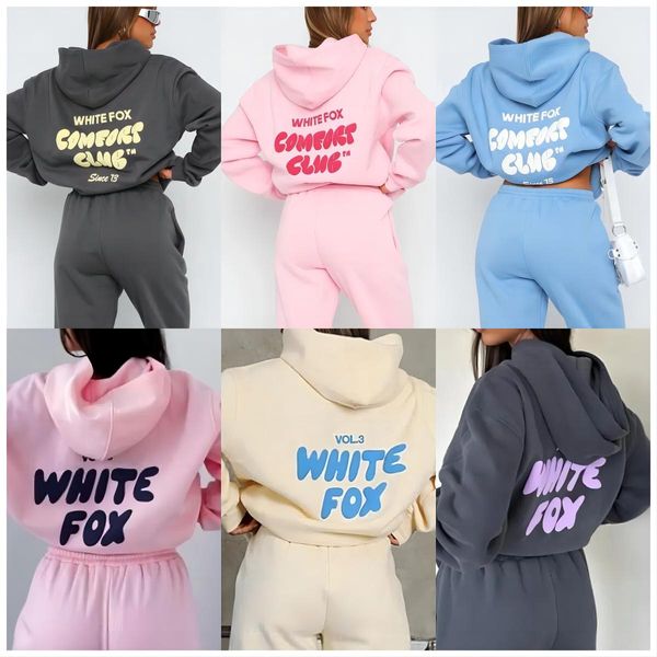 Designer Frauen Hoodies Buchstabe Druck 2 Stück Outfits Fox Cowl Hals Langes schwarzes weißes Ärmel Sweatshirt und Hosen Set Tracksuit Pullover Kapuzensportanzug 506