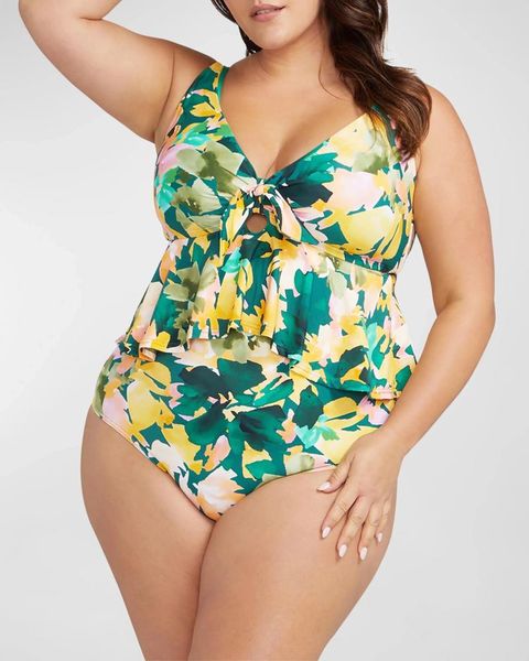 Costumi da bagno da donna Plus Size Ruffle Bikini a vita alta con scollo a V Push Up Costume da bagno grande 2024 Mujer Big Tummy Control