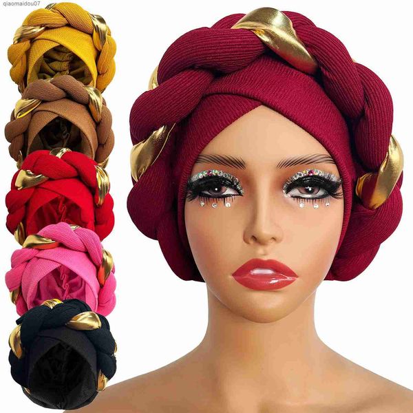 Berretti con teschio/teschio Foulard africano da donna cappelli pieghettati accessori per capelli Foulard musulmano avvolto araboL2403