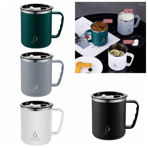 Canecas cobrem copo de café de aço inoxidável com tampa portátil parede dupla tumbler anti-queda à prova de vazamento caneca isolada casa