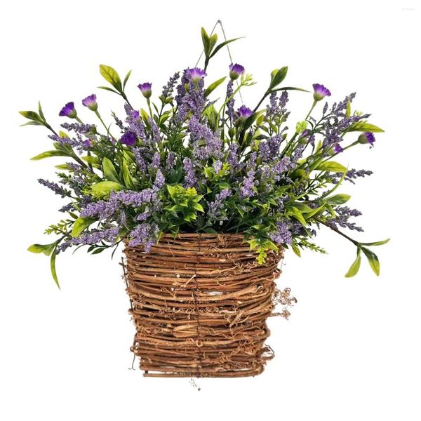 Fiori decorativi Ghirlanda primaverile Lavanda viola Decorazione per la casa Porta d'ingresso appesa all'aperto