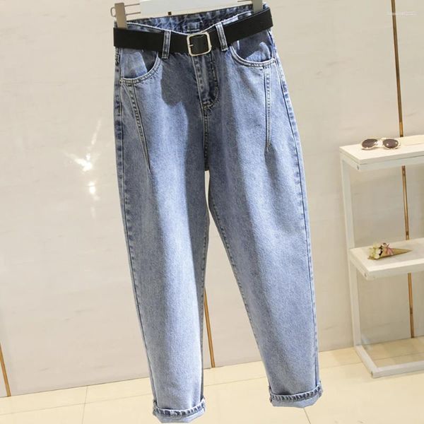 Jeans femininos oversize mulheres baggy casual solto tornozelo comprimento denim calças bf estilo feminino harem calças tamanho S-5XL streetwear