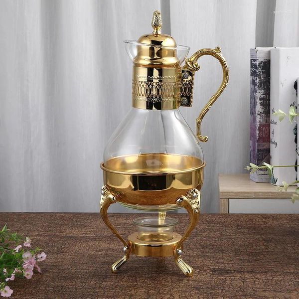 Bicchieri da vino Caffettiera in vetro riscaldabile in stile europeo Home Fruit Teiera Flagon Negozio di lusso Accessori per piatti