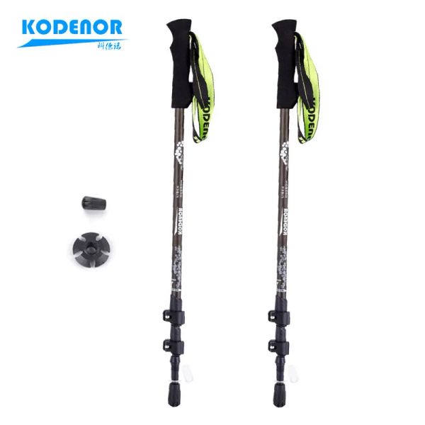 Varas 2pcs Bengala de carbono 3 seções EVA Straight Grip Handle Alpenstocks Caminhadas ao ar livre Mountainclimbing