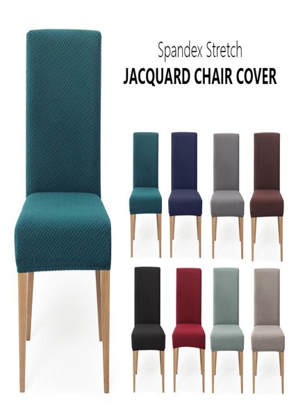 Capa de cadeira de jantar lisa jacquard elastano elástico cadeira de cozinha capa de cadeira de tecido elástico para eventos de casamento e4787620