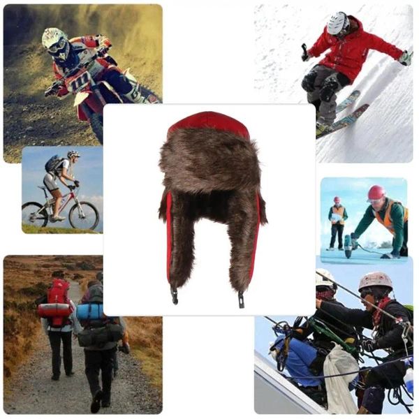 Cappellini da ciclismo Cappellini invernali in pelliccia calda con paraorecchie Cappello da sci russo Ushanka