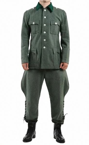 WW2 WWII Esercito tedesco M36 Ufficiale Campo di lana Tunica Pantaloni da equitazione Uniforme militare di alta qualità n4Ak #