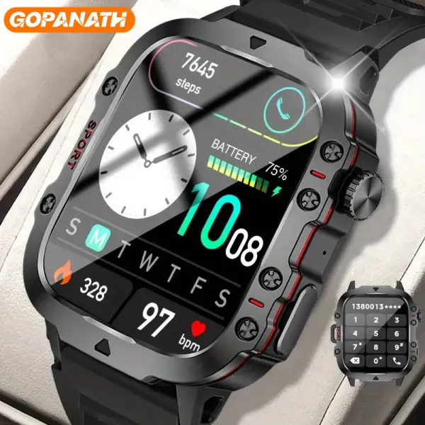 2024 Nuovo Smartwatch da uomo robusto militare chiamata Bluetooth Sport frequenza cardiaca IP68 impermeabile orologi intelligenti da esterno per Android IOS